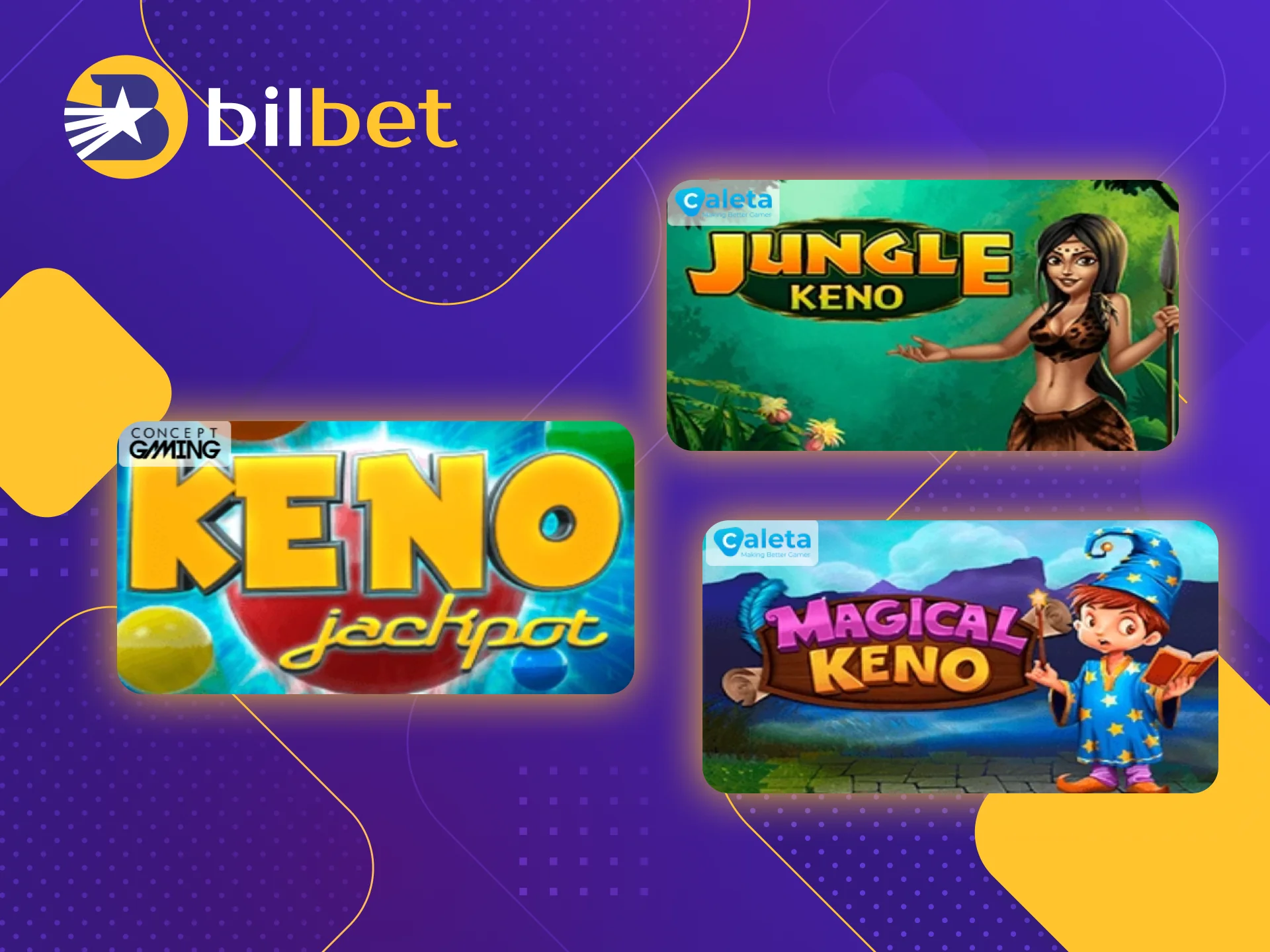 Come play Keno games on the Bilbet online casino website.