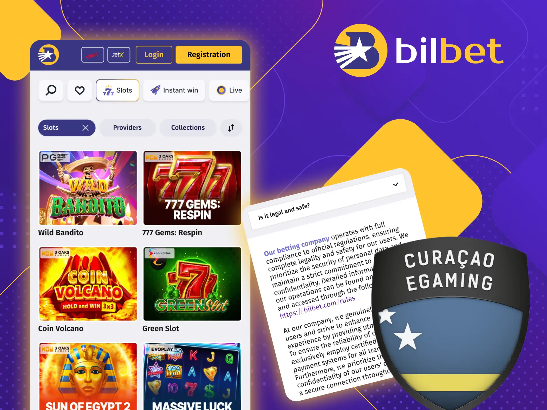 Bilbet online casino is officially licensed, play safely.