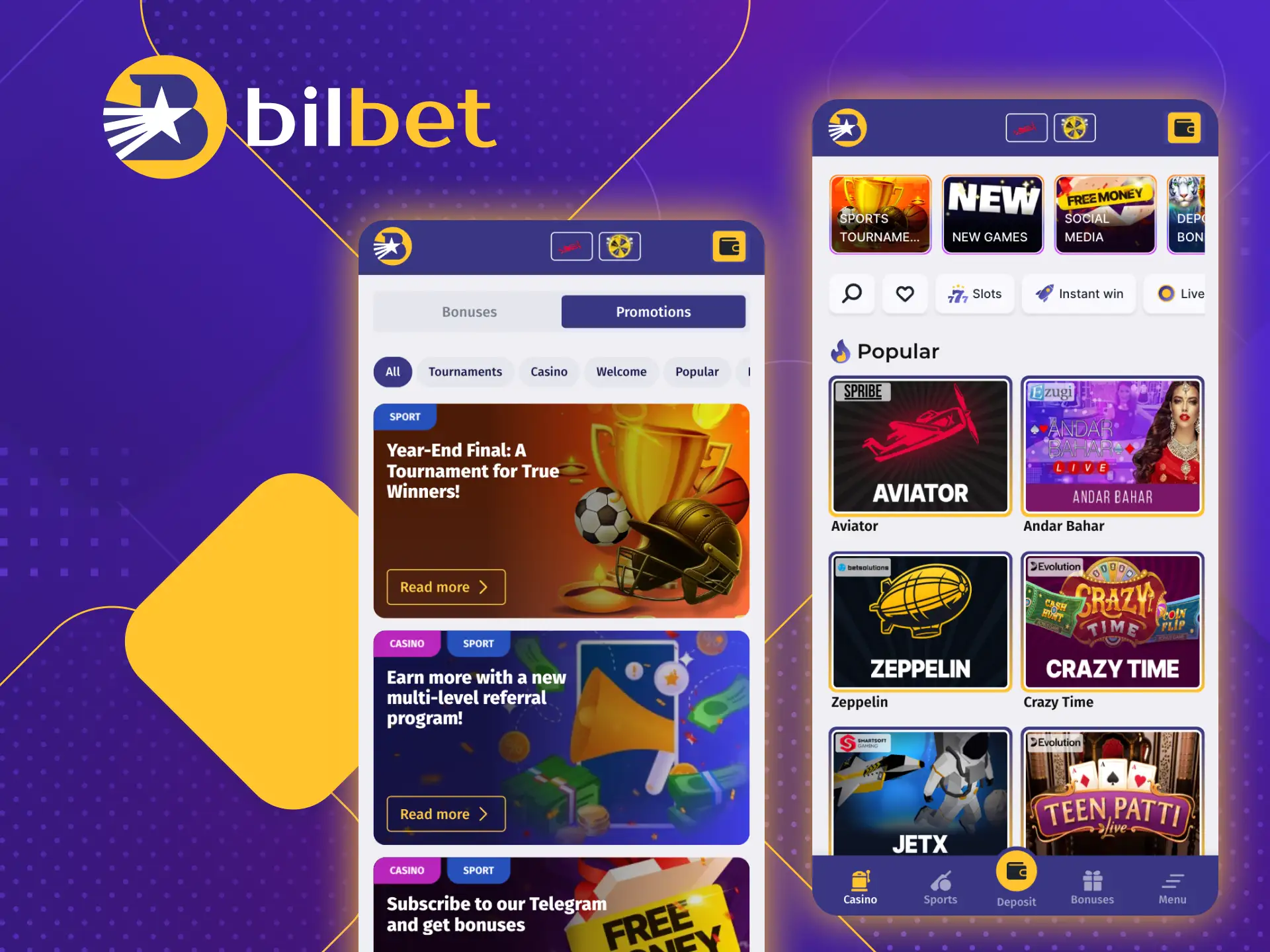 You can play at the Bilbet online casino without installing the application on your phone.