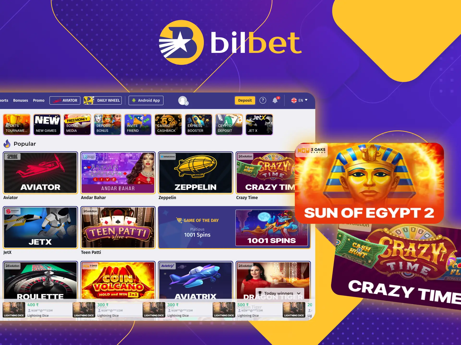 Bilbet online casino offers players a large selection of different categories of casino games.