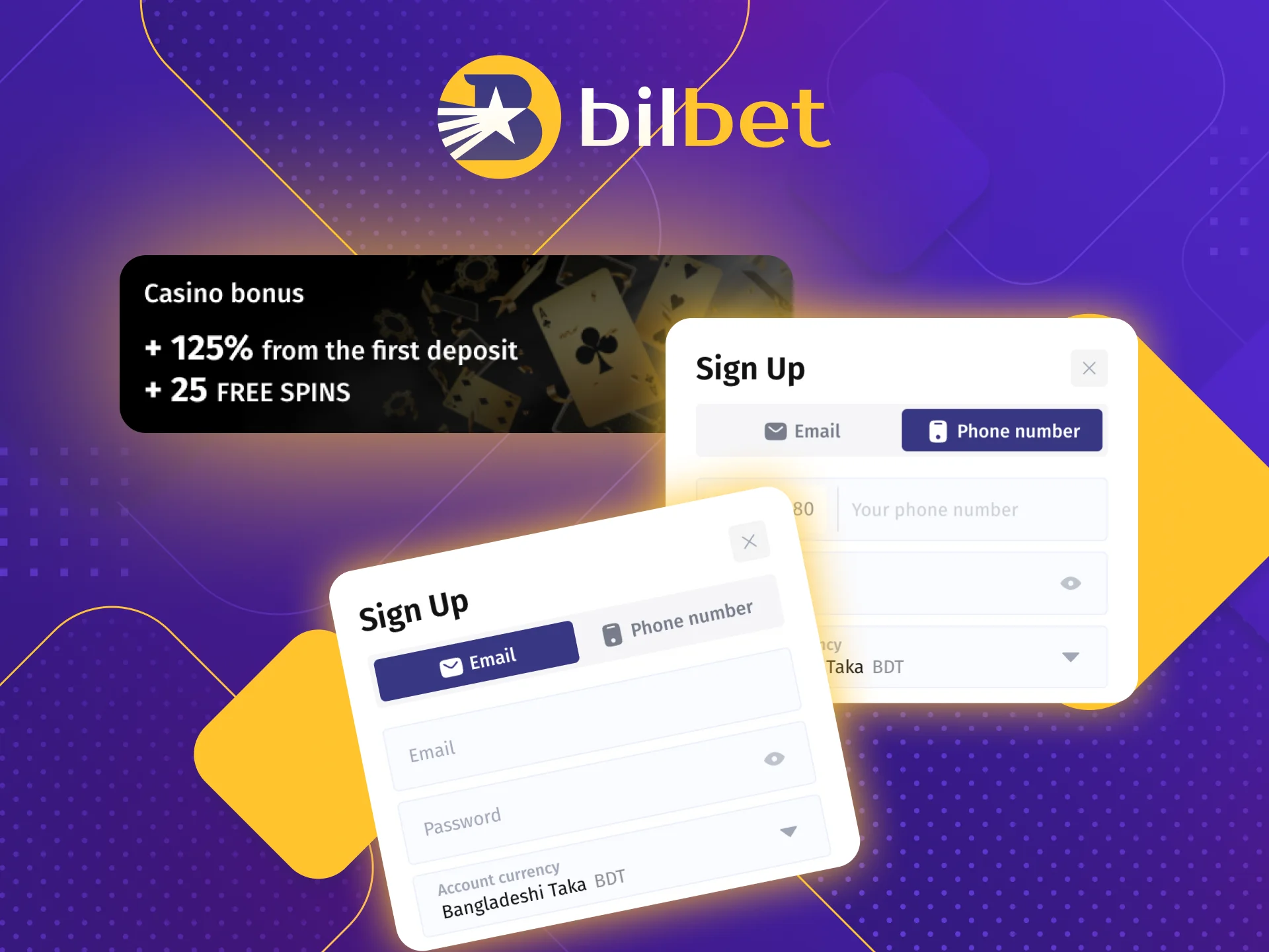 Claim your welcome bonus at Bilbet online casino after registration.