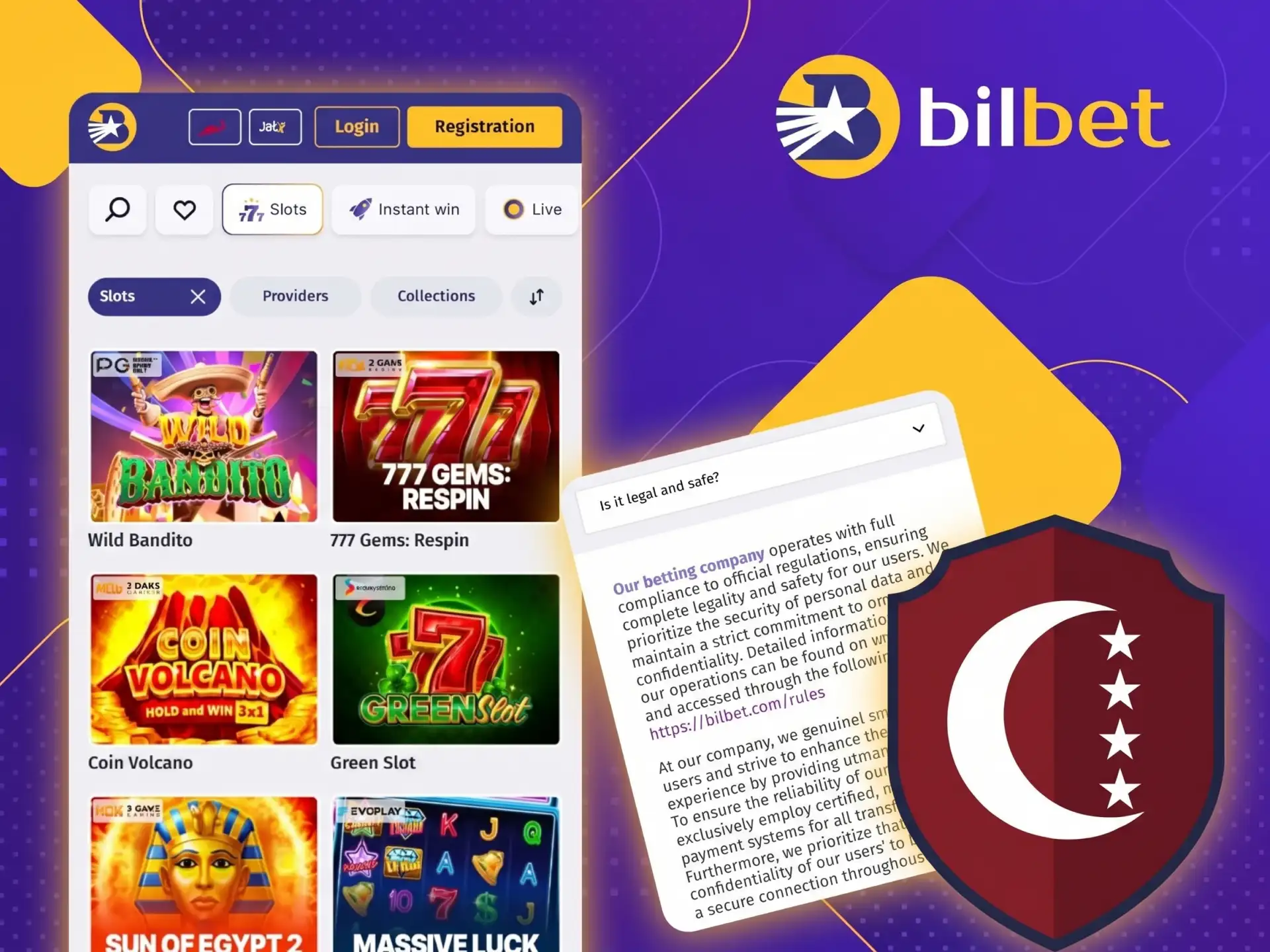 Bilbet online casino is officially licensed, play safely.